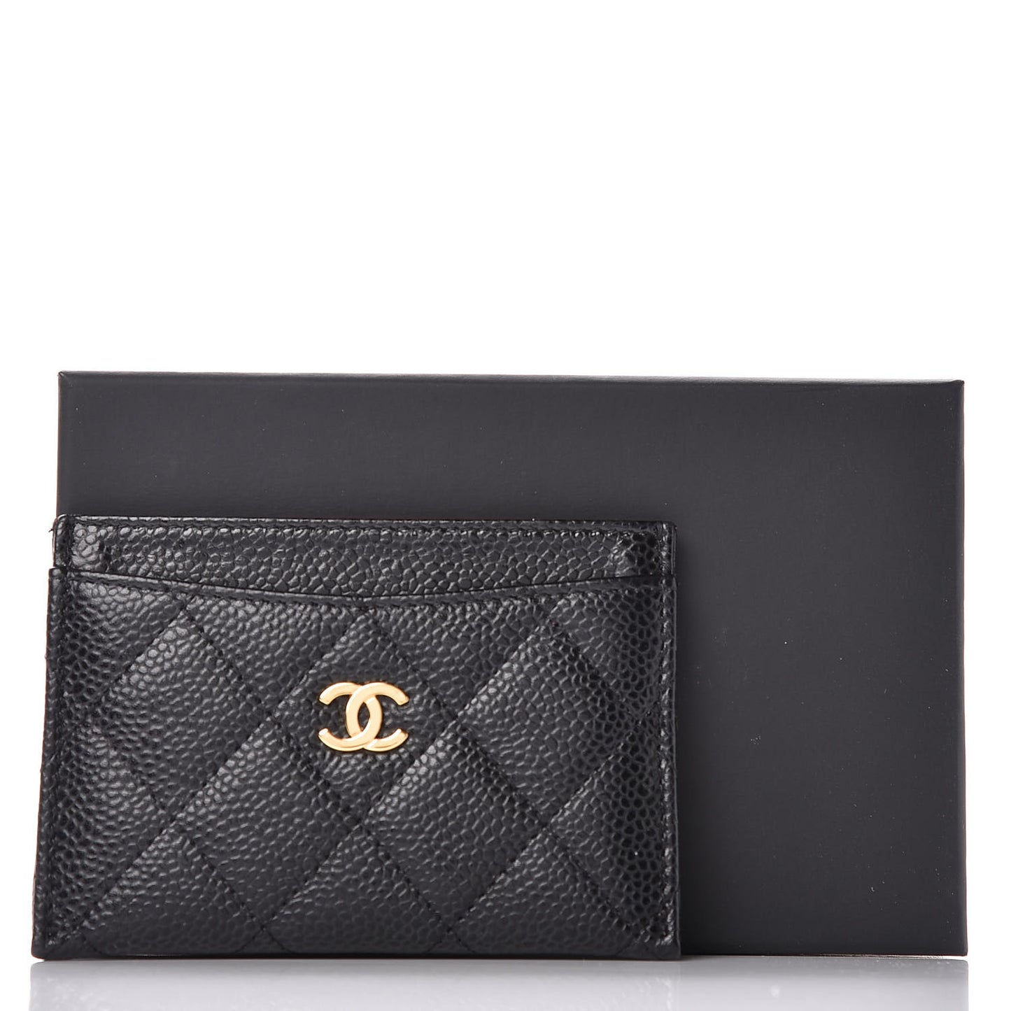 Caviar Quilted Card Holder Black