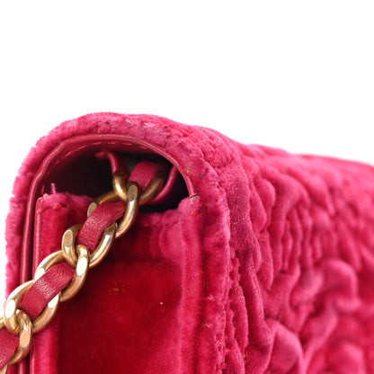 Chanel Velvet Quilted Camellia Velvet Flap Coin Purse With Chain Fuchsia 12 of 14