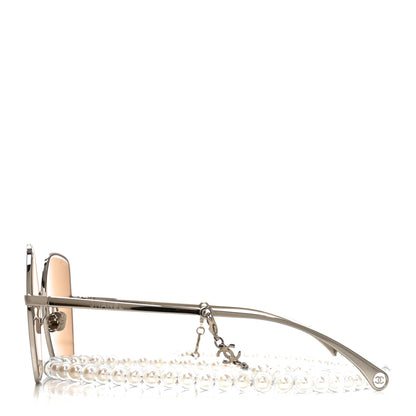 Chanel Butterfly Removable Pearl Chain Sunglasses 4262 Silver 3 of 7