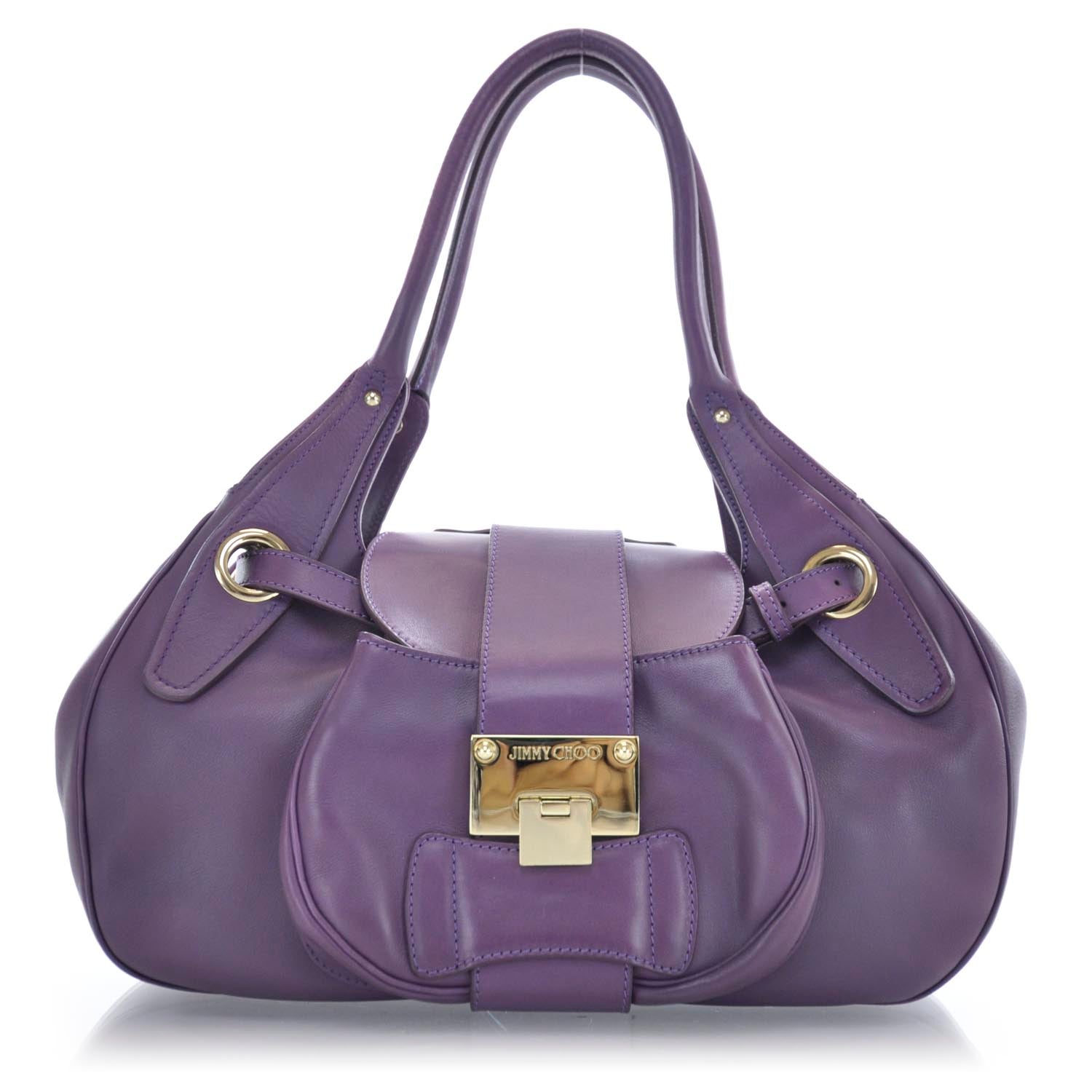 Jimmy Choo Leather Rhona Satchel Purple 1 of 8