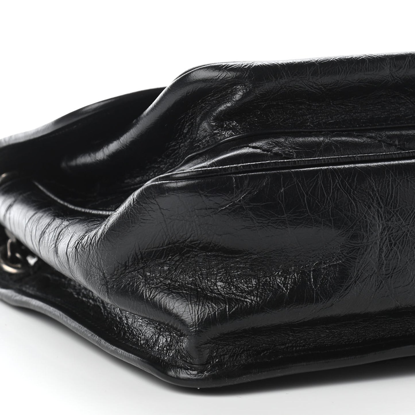 Crinkled Calfskin Matelasse Monogram Medium Niki Chain Satchel Black