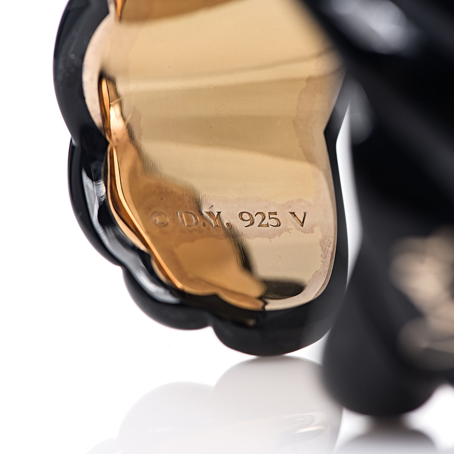 Sterling Silver Vermeil Black Resin Sculpted Cable Cuff Bracelet