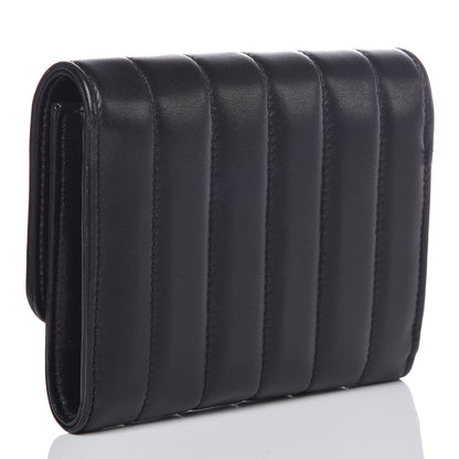 Saint Laurent Lambskin Matelasse Monogram Vicky Tri-Fold Wallet Black 3 of 11