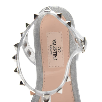 Valentino Garavani PVC Jelly Glitter Rockstud Caged Sandals 36 Silver 6 of 8