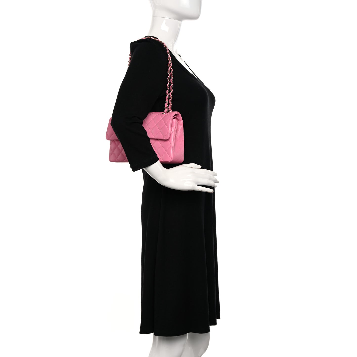 Caviar Quilted Small Double Flap Pink