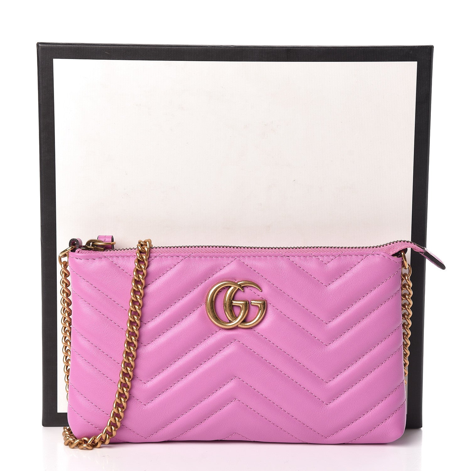 Gucci Calfskin Matelasse Mini GG Marmont Chain Bag Candy Mousse 11 of 11