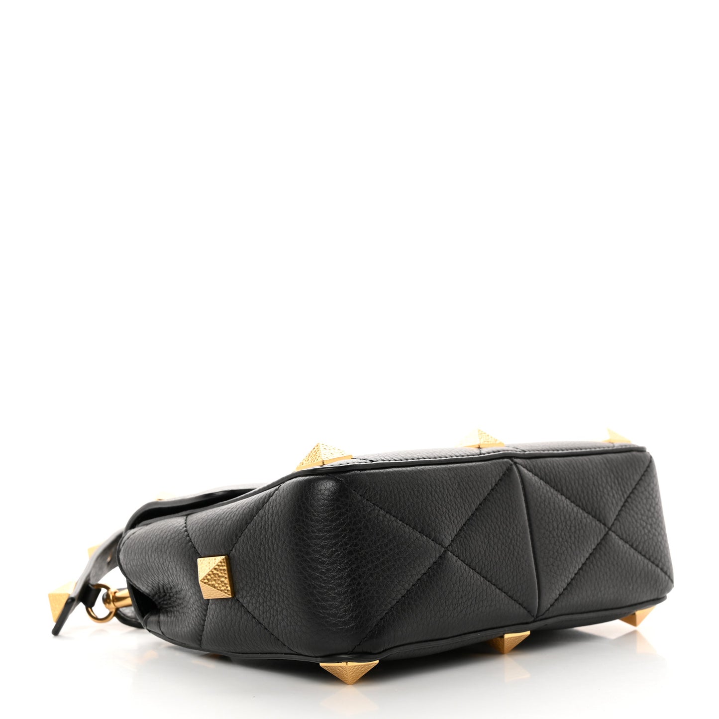 Grained Calfskin Medium Roman Stud Shoulder Bag Black