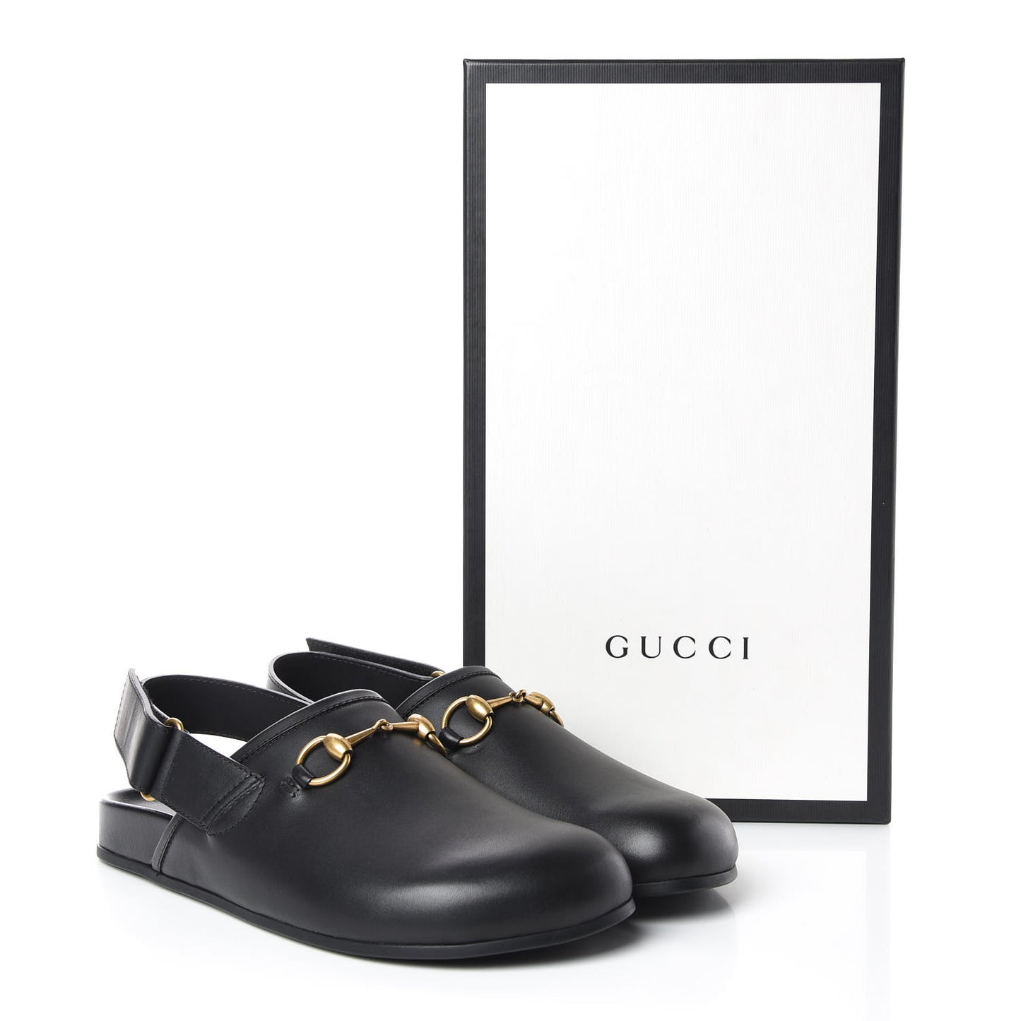 Calfskin Mens Horsebit River Slingback Slippers 7 Black