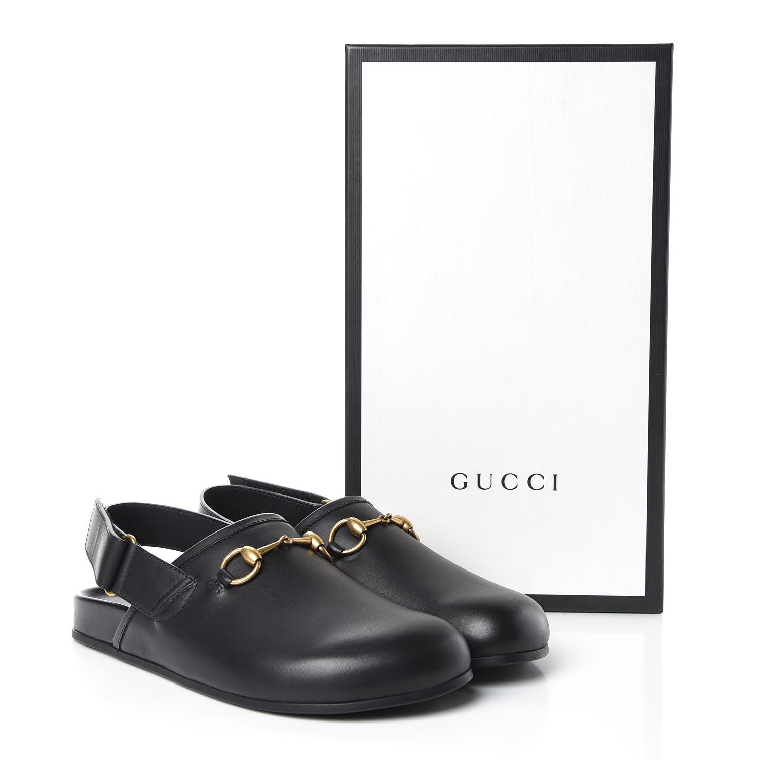 Gucci Calfskin Mens Horsebit River Slingback Slippers 7 Black 10 of 10