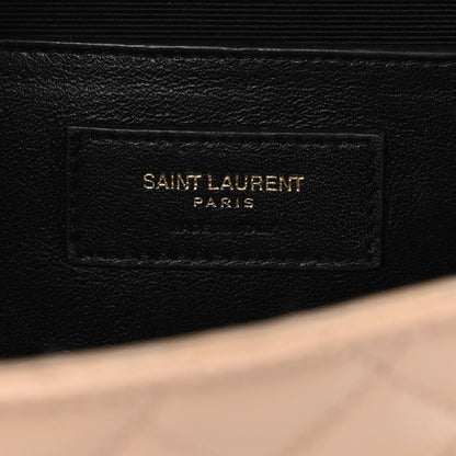 Saint Laurent Grain De Poudre Textured Mixed Matelasse Medium Triquilt Monogram Satchel Dark Beige 6 of 13