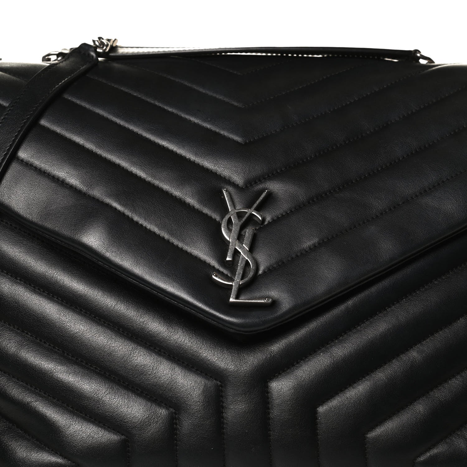 Saint Laurent Calfskin Y Quilted Monogram Large Loulou Chain Satchel Black 13 of 21