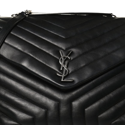 Saint Laurent Calfskin Y Quilted Monogram Large Loulou Chain Satchel Black 13 of 21