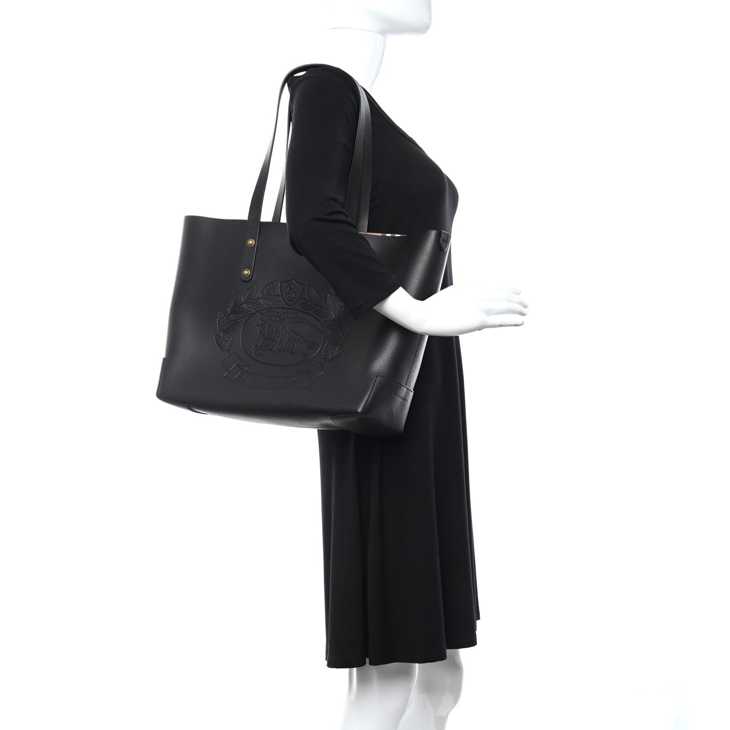 Calfskin Embossed Crest Medium Tote Black