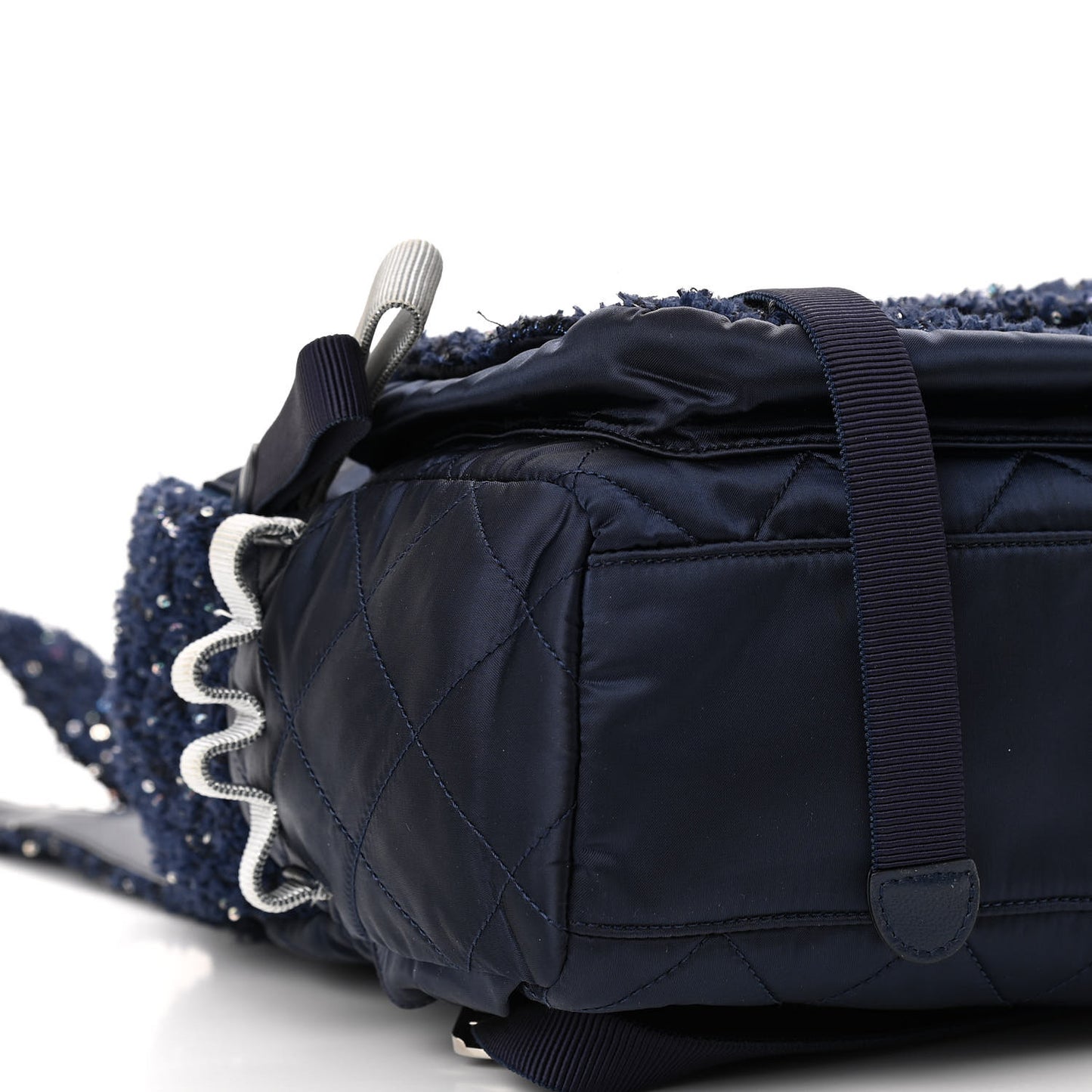 Tweed Nylon Quilted Astronaut Essentials Backpack Navy
