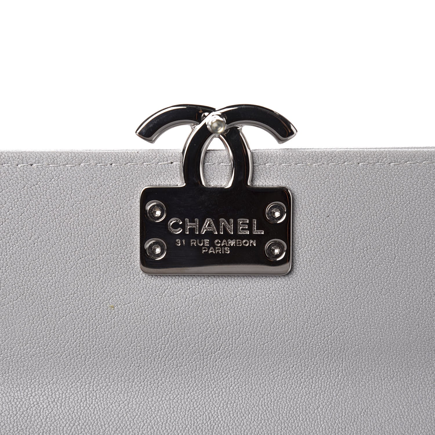 Chanel Goatskin Quilted CC Box Flap Wallet Grey 9 of 11