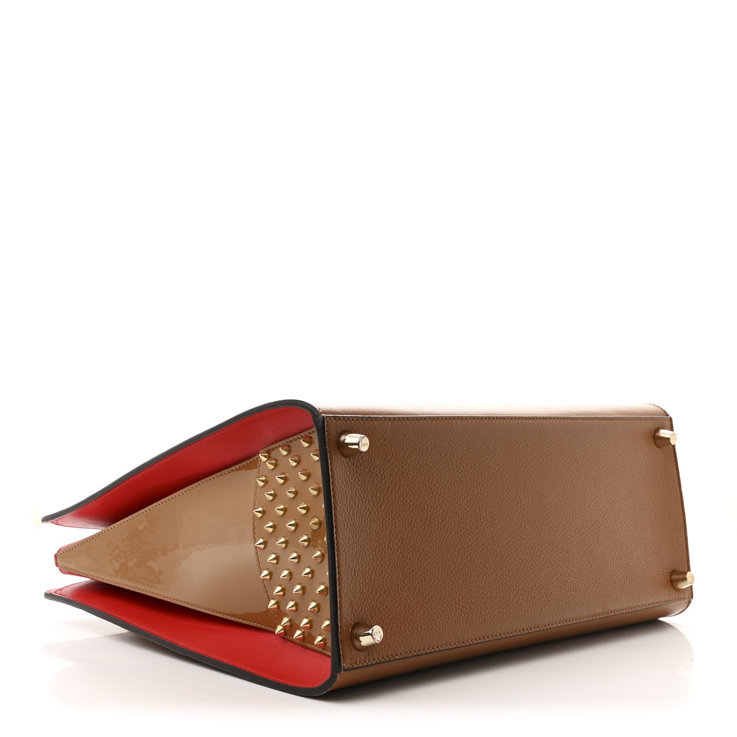 Calfskin Patent Studded Large Paloma Cognac