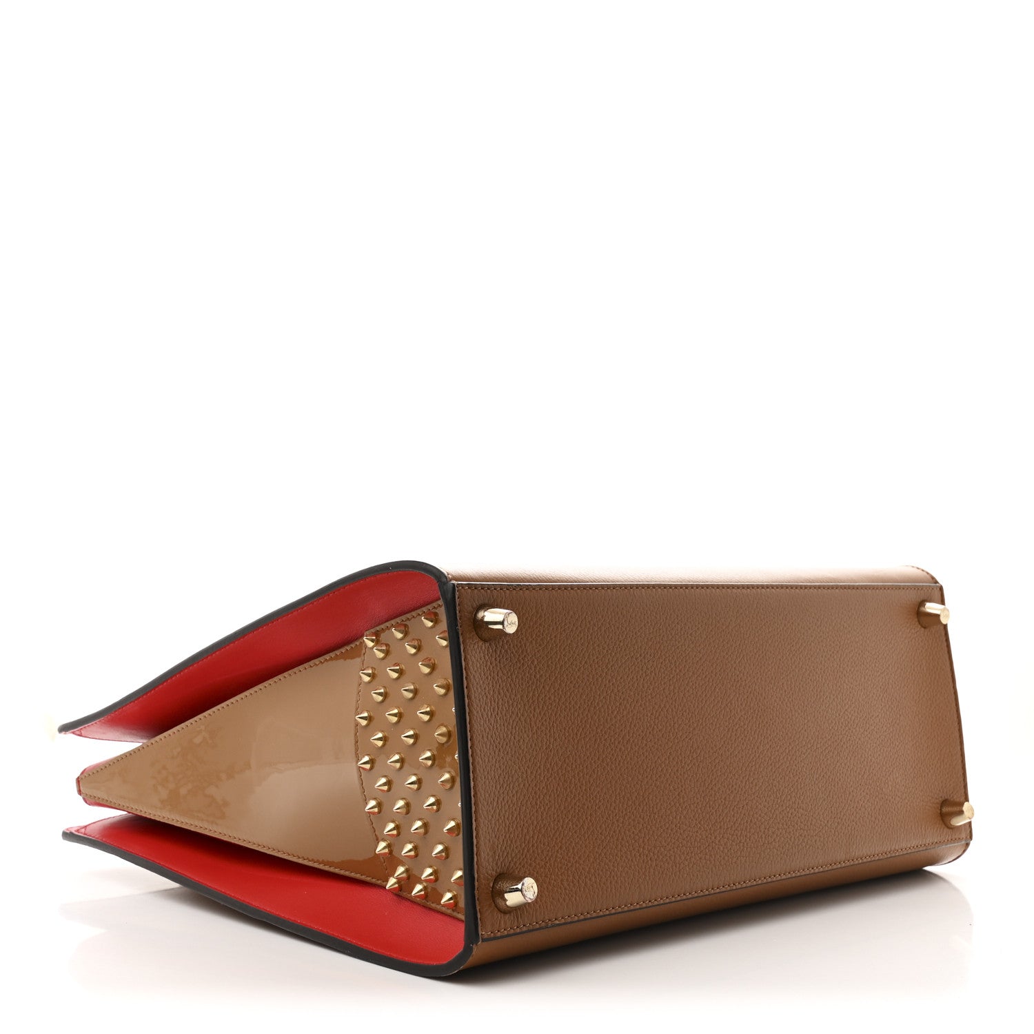 Christian Louboutin Calfskin Patent Studded Large Paloma Cognac 4 of 12