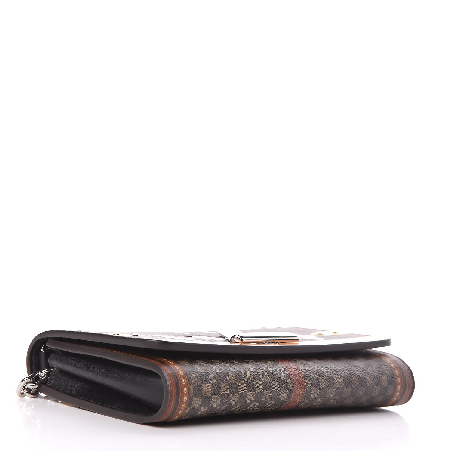 Louis Vuitton Transformed Damier Ebene Time Trunk Twist Chain Wallet 4 of 11
