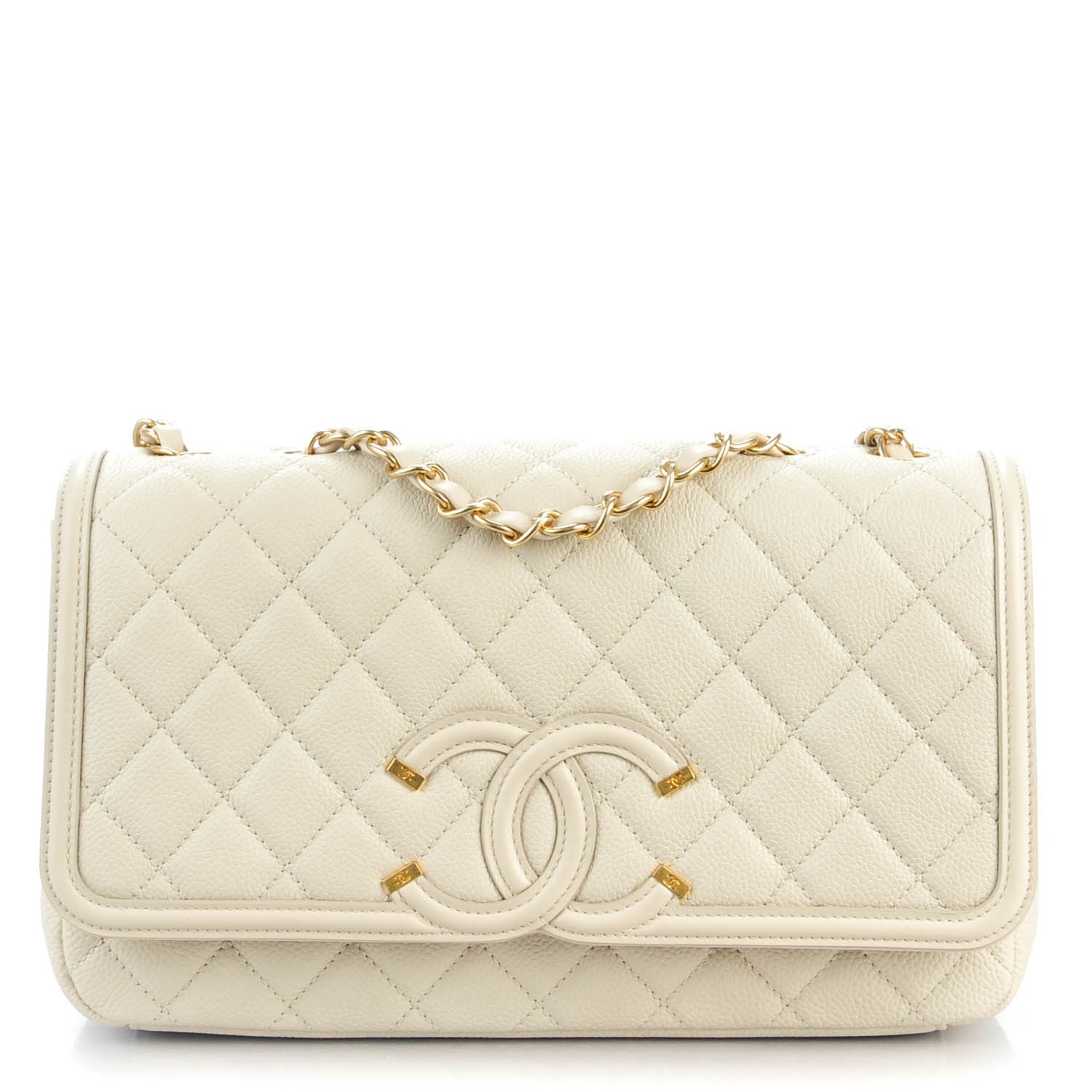 Chanel Caviar Quilted Medium CC Filigree Flap Light Beige 1 of 7