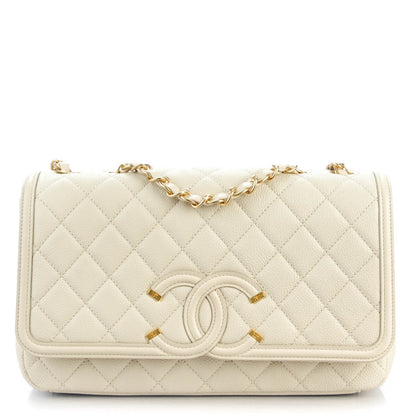 Chanel Caviar Quilted Medium CC Filigree Flap Light Beige 1 of 7
