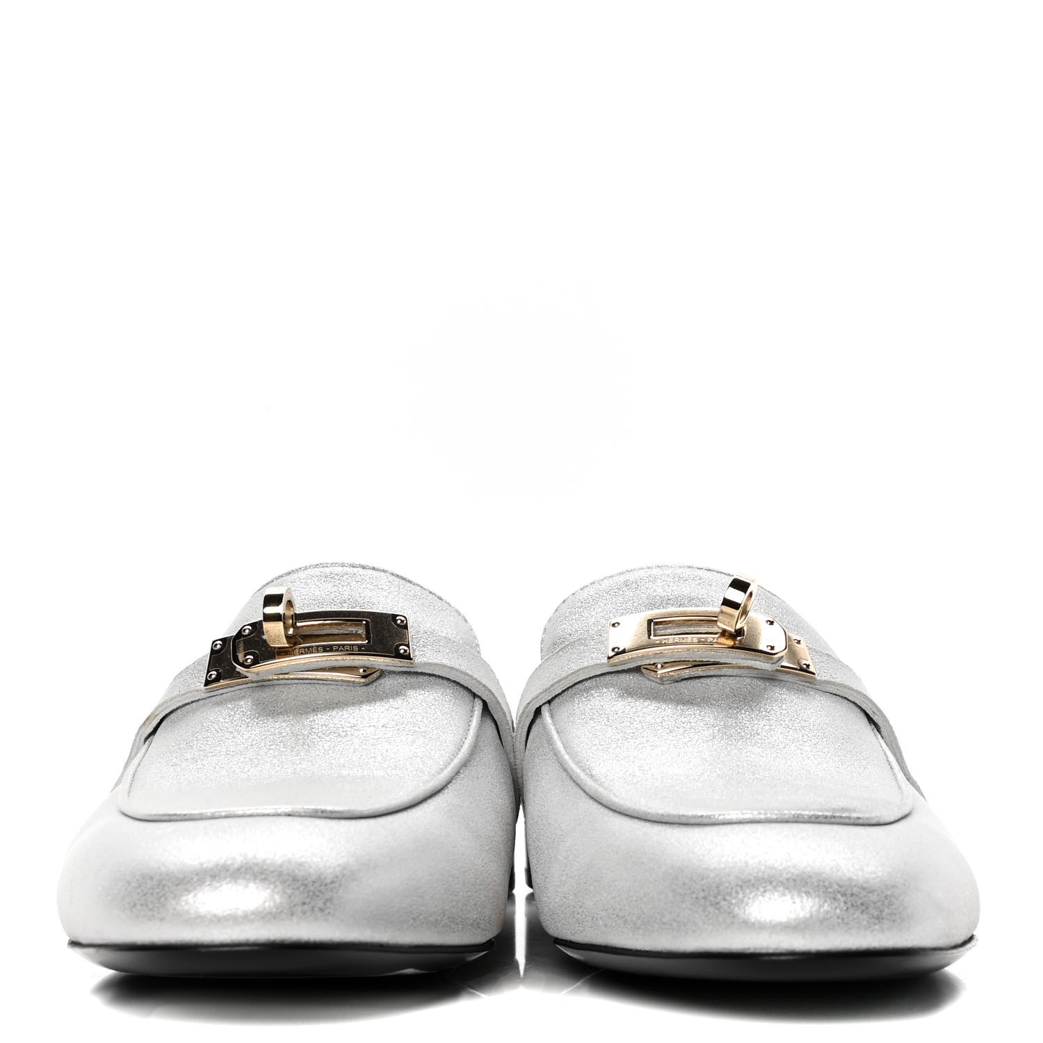 Hermes Metallic Velvet Goatskin Oz Mules 38 Gris Argente 2 of 10
