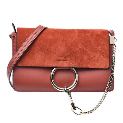 Chloe Suede Calfskin Small Faye Shoulder Bag Terracotta Red 1 of 12