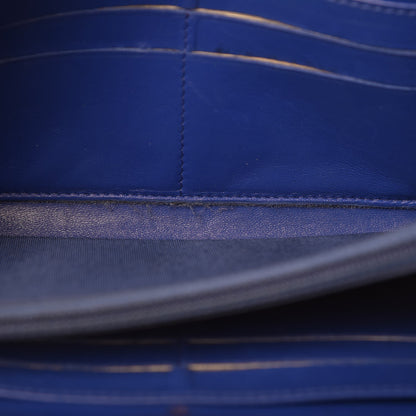 Chanel Lambskin Quilted Large Gusset Zip Around Wallet Blue 11 of 18
