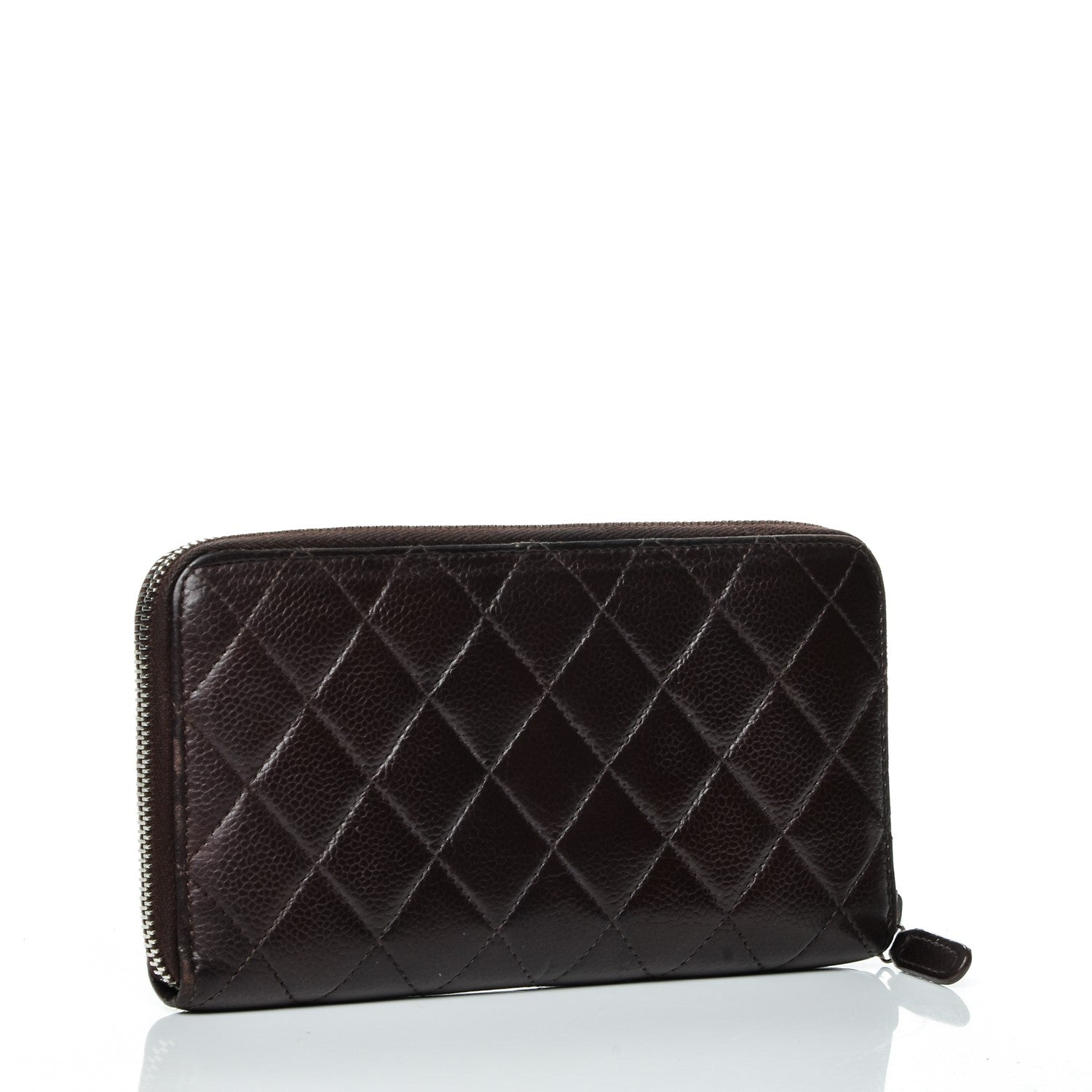 Chanel Caviar Quilted Large Gusset Zip Around Wallet Dark Brown 3 of 9