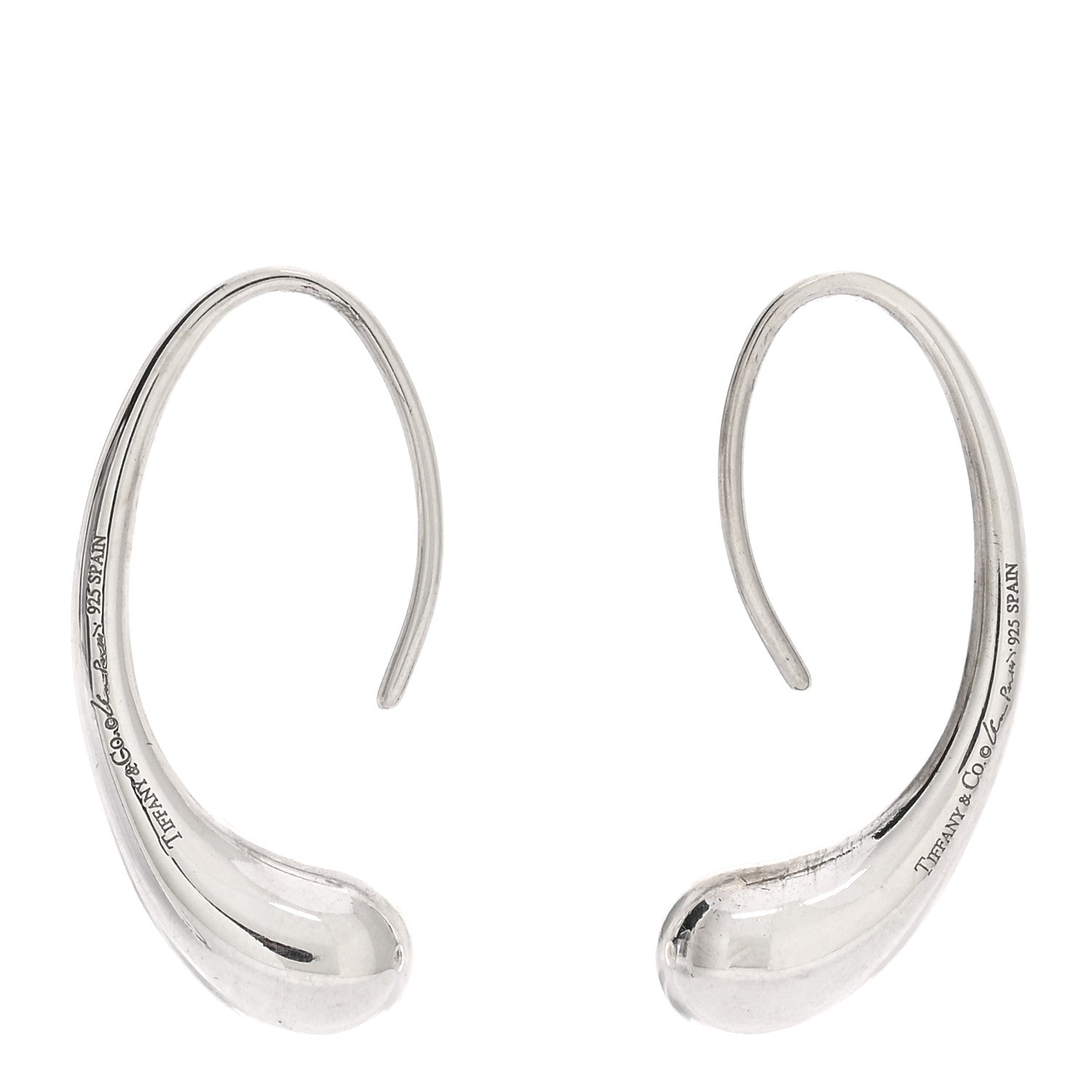 Tiffany Sterling Silver Elsa Peretti Teardrop Hoop Earrings 3 of 4