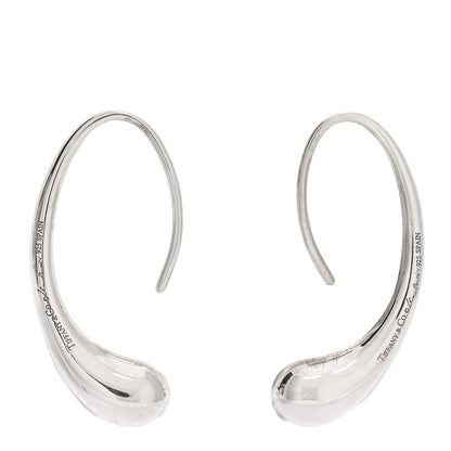 Tiffany Sterling Silver Elsa Peretti Teardrop Hoop Earrings 3 of 4
