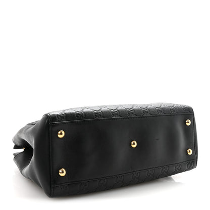 Gucci Guccissima Signature Medium Shoulder Tote Bag Black 3 of 9