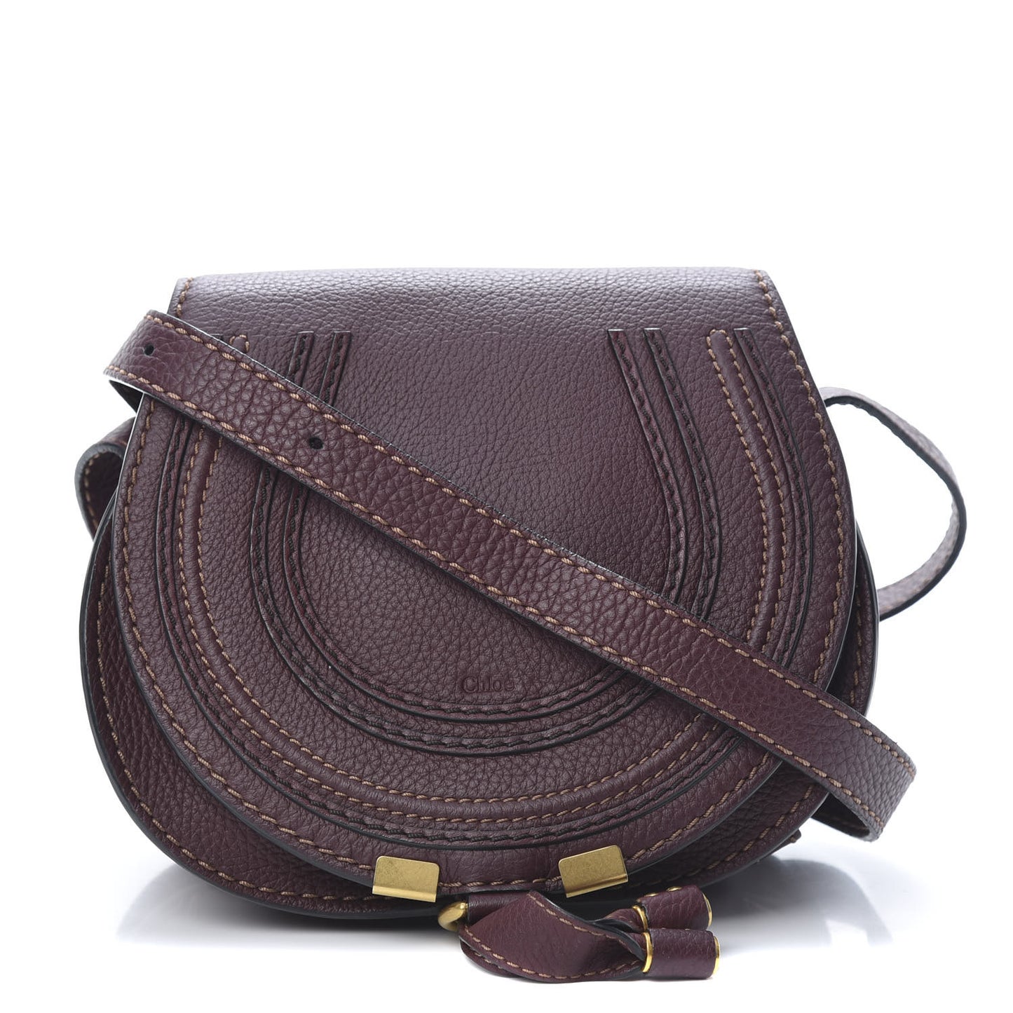 Calfskin Mini Marcie Round Crossbody Bag Dark Velvet