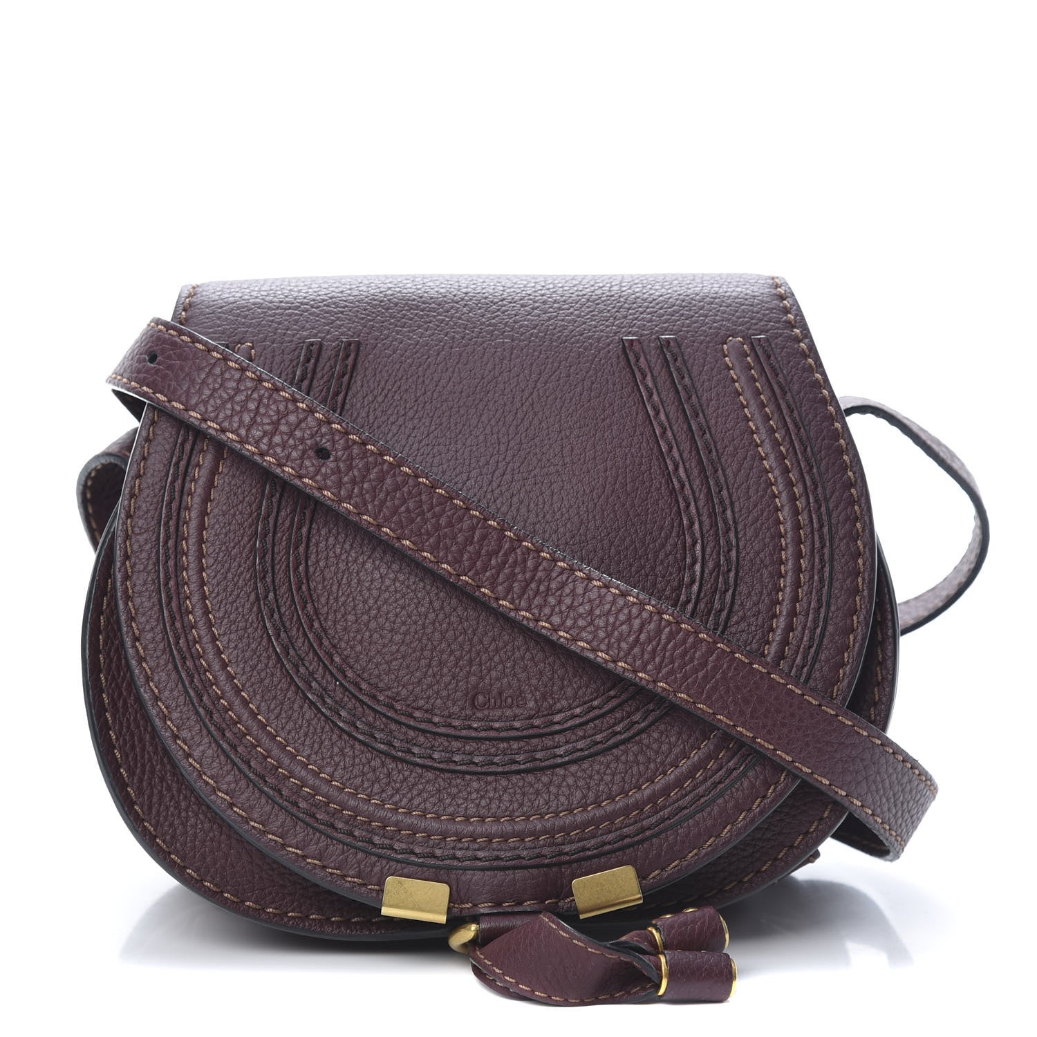 Chloe Calfskin Mini Marcie Round Crossbody Bag Dark Velvet 1 of 15