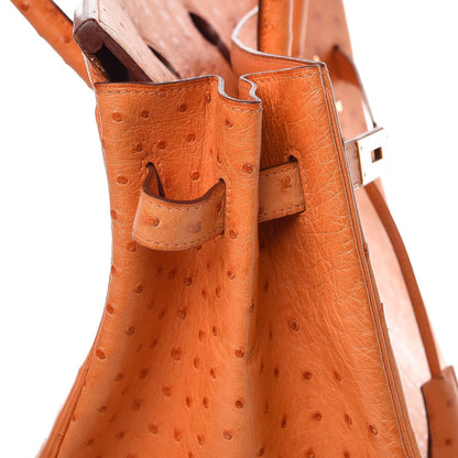 Hermes Ostrich Birkin 35 Orange 15 of 34