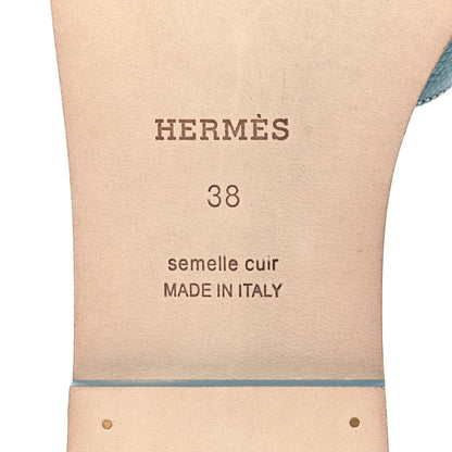 Hermes Epsom Oran Sandals 38 New Blue Jean 8 of 11