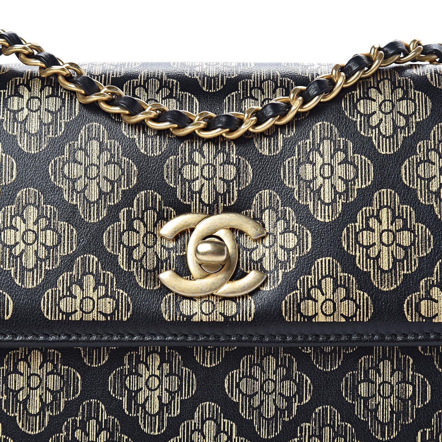 Lambskin Painted Mini Flap Black Gold