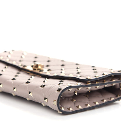 Valentino Garavani Lambskin Rockstud Spike Wallet on Chain Poudre 6 of 8