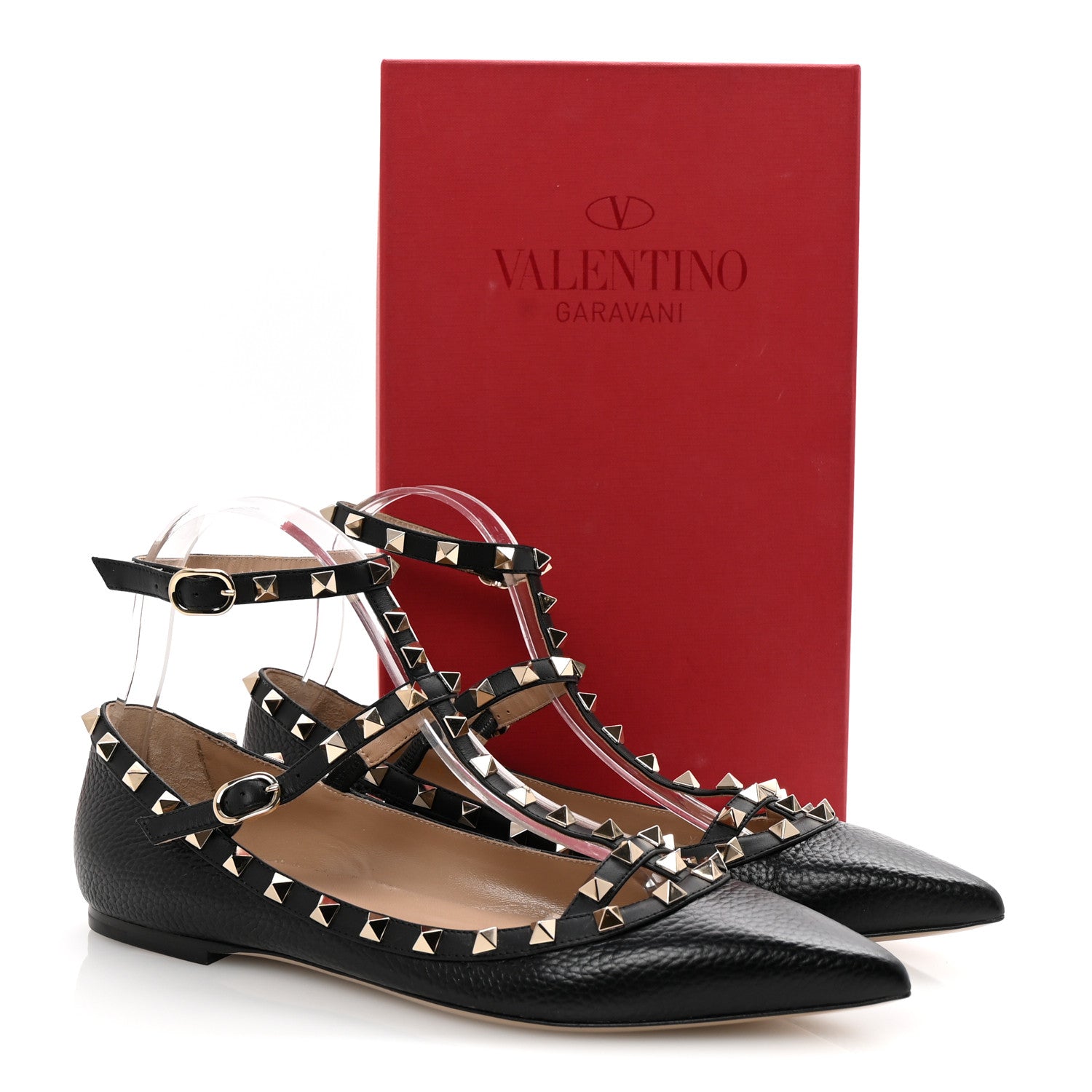 Valentino Garavani Calfskin Nappa Rockstud Cage Ballerina Flats 41 Black 9 of 9
