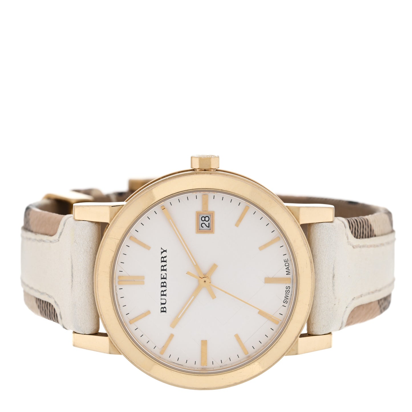 Stainless Steel Calfskin 38mm The City Quartz Watch Beige BU9015