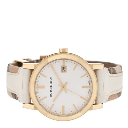 Burberry Stainless Steel Calfskin 38mm The City Quartz Watch Beige BU9015 2 of 5