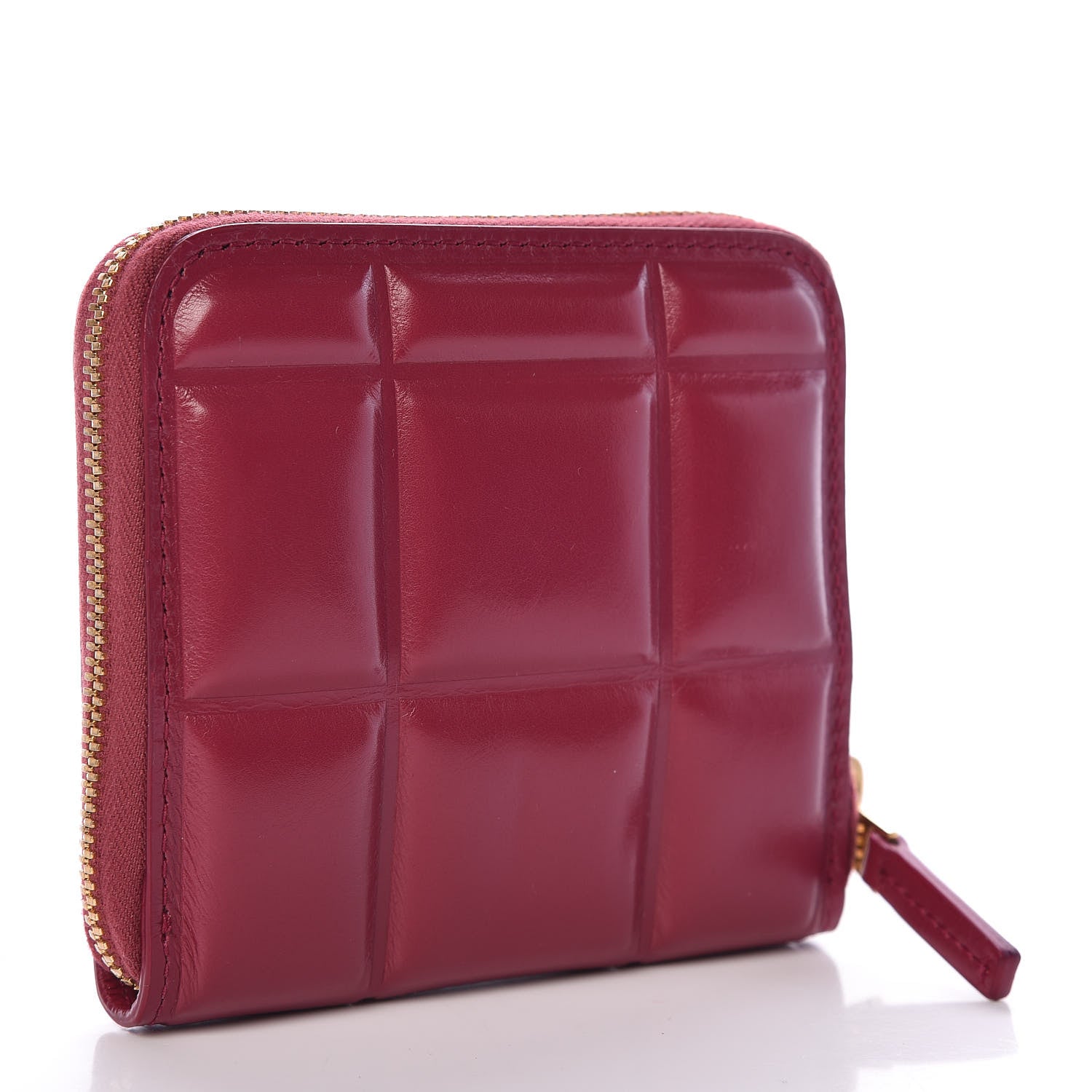 Bottega Veneta BOTTEGA VENETA Calfskin Padded Paper Mini Zip Wallet Amaranto 3 of 8