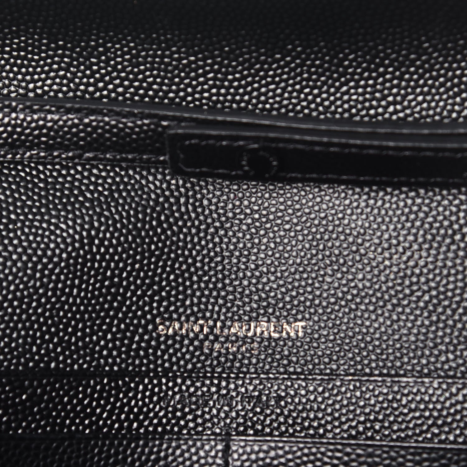 Saint Laurent Grain De Poudre Matelasse Chevron Monogram Chain Wallet Black 6 of 9