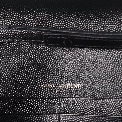 Saint Laurent Grain De Poudre Matelasse Chevron Monogram Chain Wallet Black 6 of 9