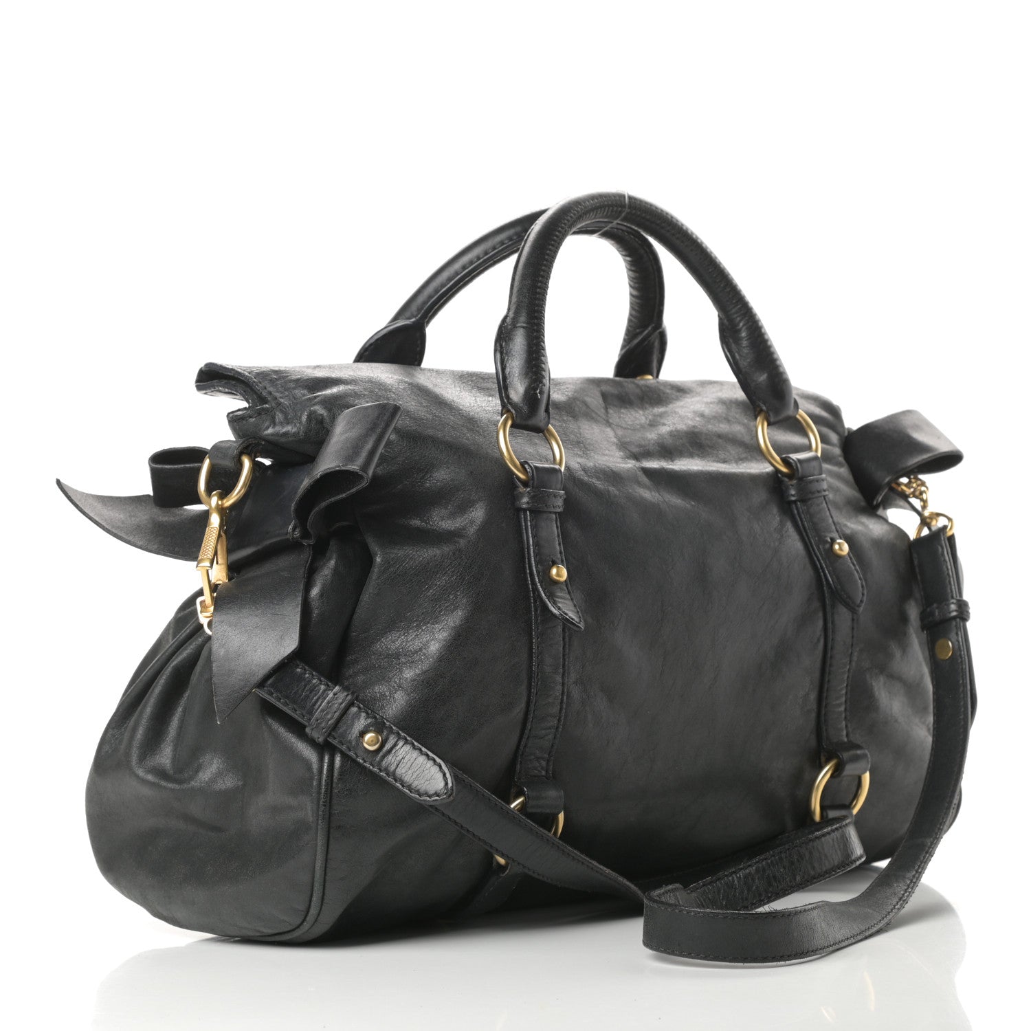 Miu Miu Soft Calfskin Small Bow Bag Black 3 of 16
