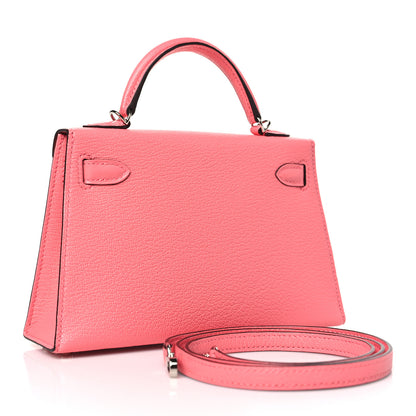 Hermes Chevre Mysore Verso Mini Kelly Sellier 20 Rose D'Ete Rouge H 3 of 11
