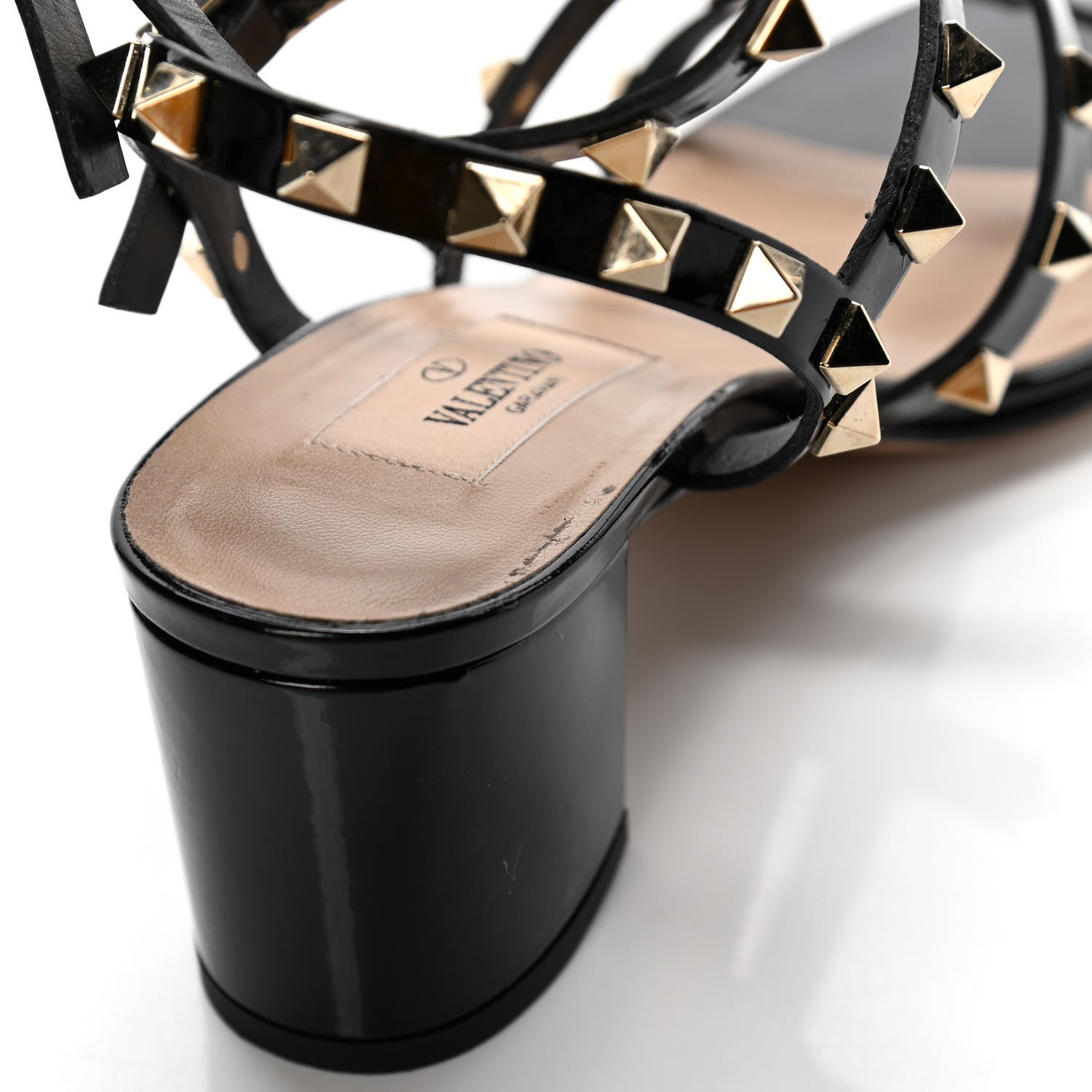 Valentino Garavani Patent Calfskin Rockstud 60mm City Sandals 35.5 Black 10 of 11
