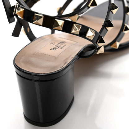 Valentino Garavani Patent Calfskin Rockstud 60mm City Sandals 35.5 Black 10 of 11