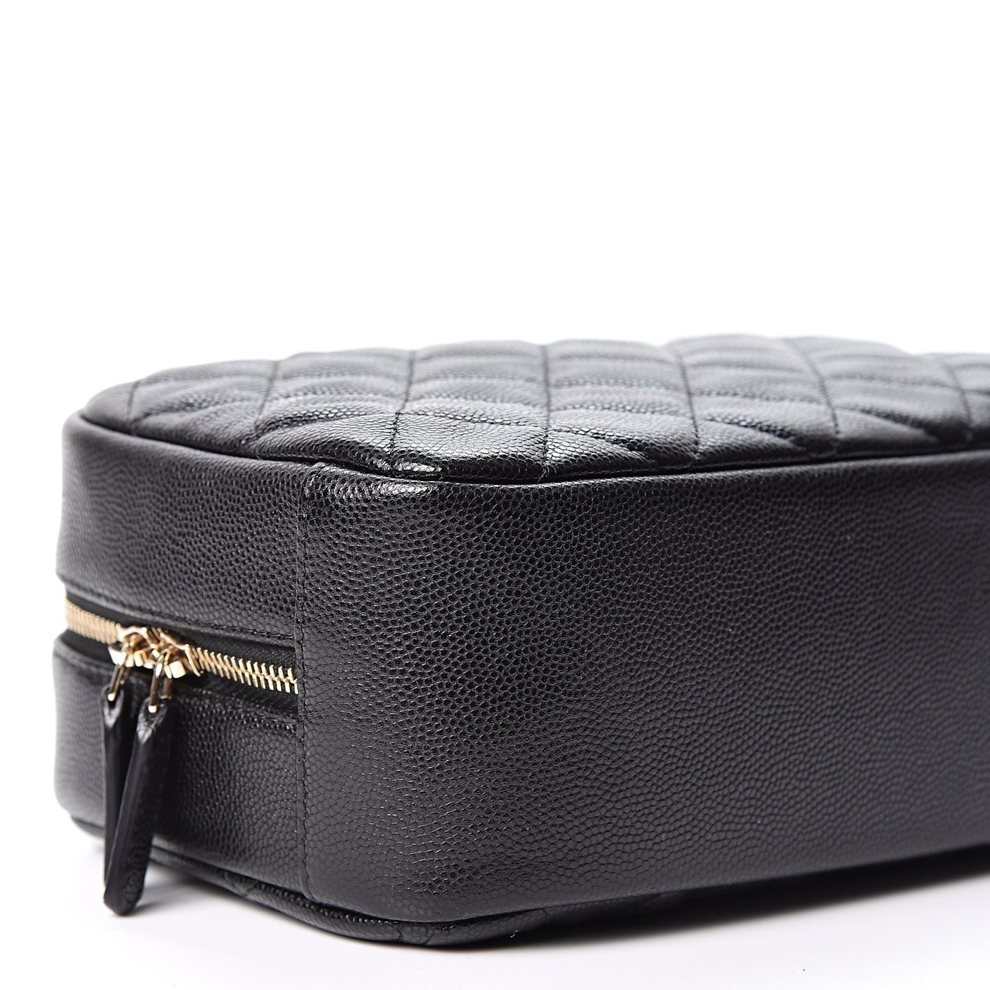 Caviar Quilted Curvy Pouch Cosmetic Case Black