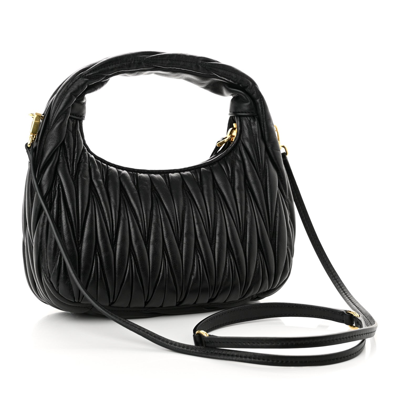 Miu Miu Nappa Matelasse Small Wander Hobo Black 2 of 8