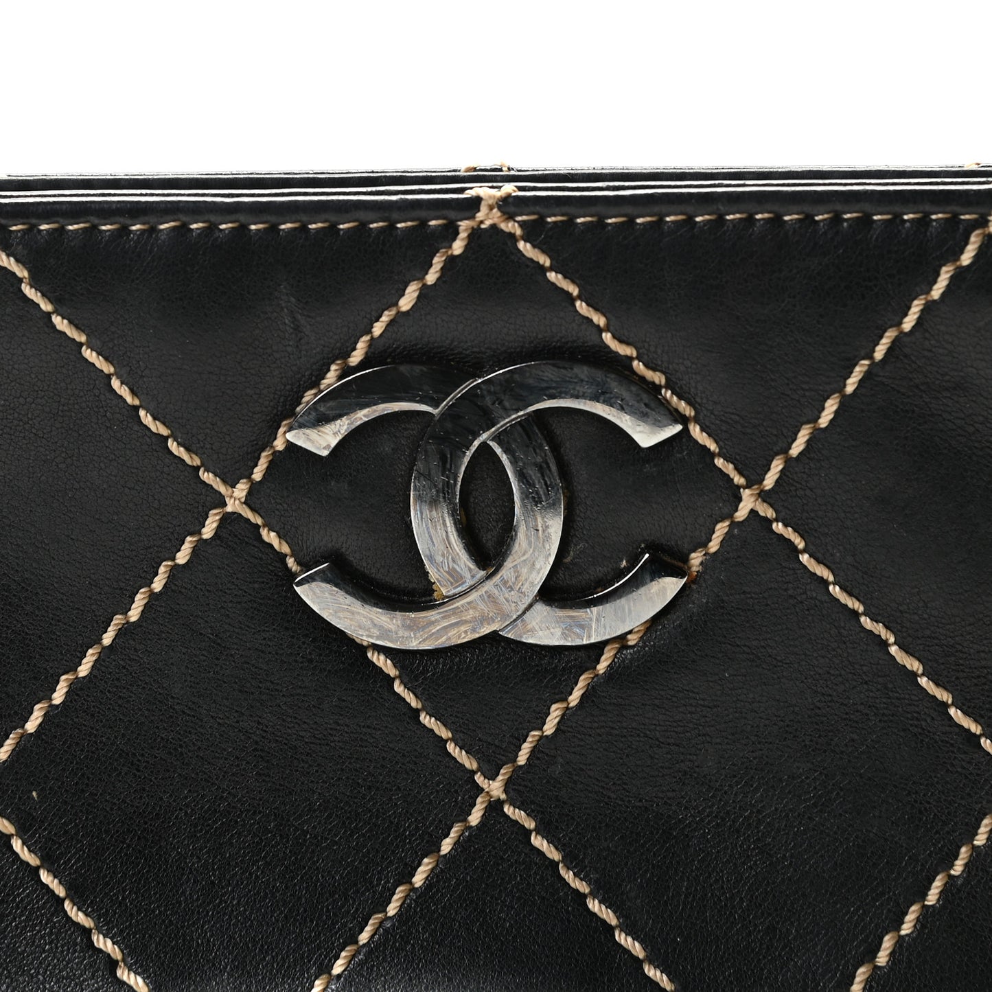 Lambskin Surpique Stitch Pochette Black